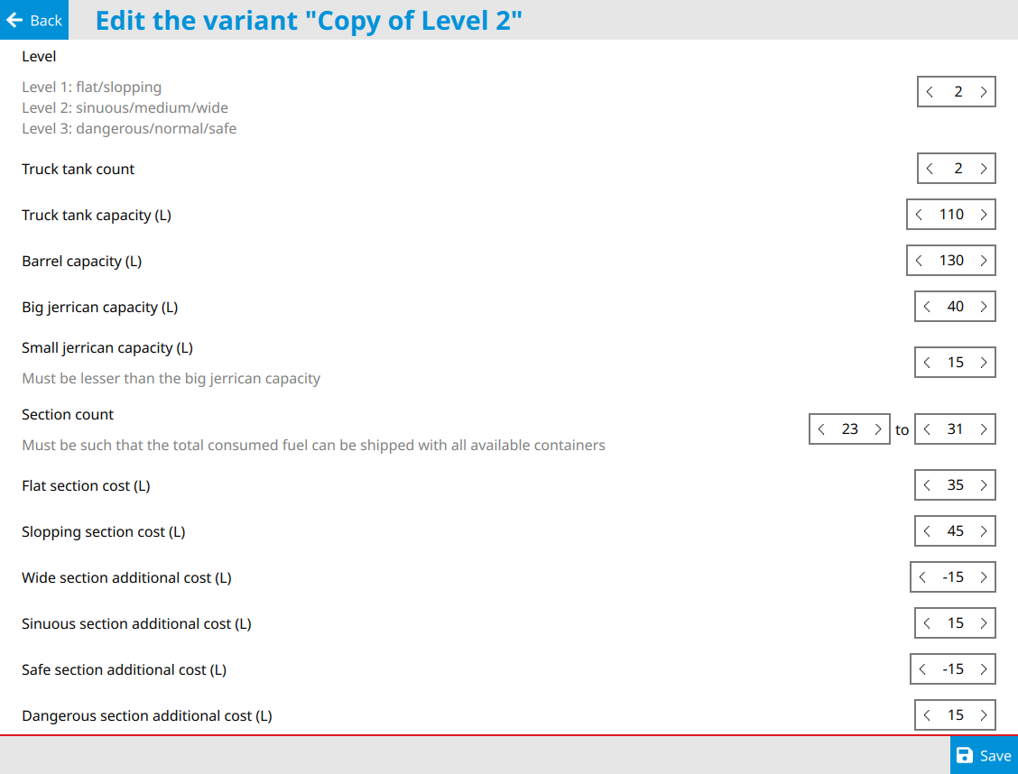 Example of parameters available for the “Himalayan Trucker” test. Example of parameters available for the “Himalayan Trucker” test.
